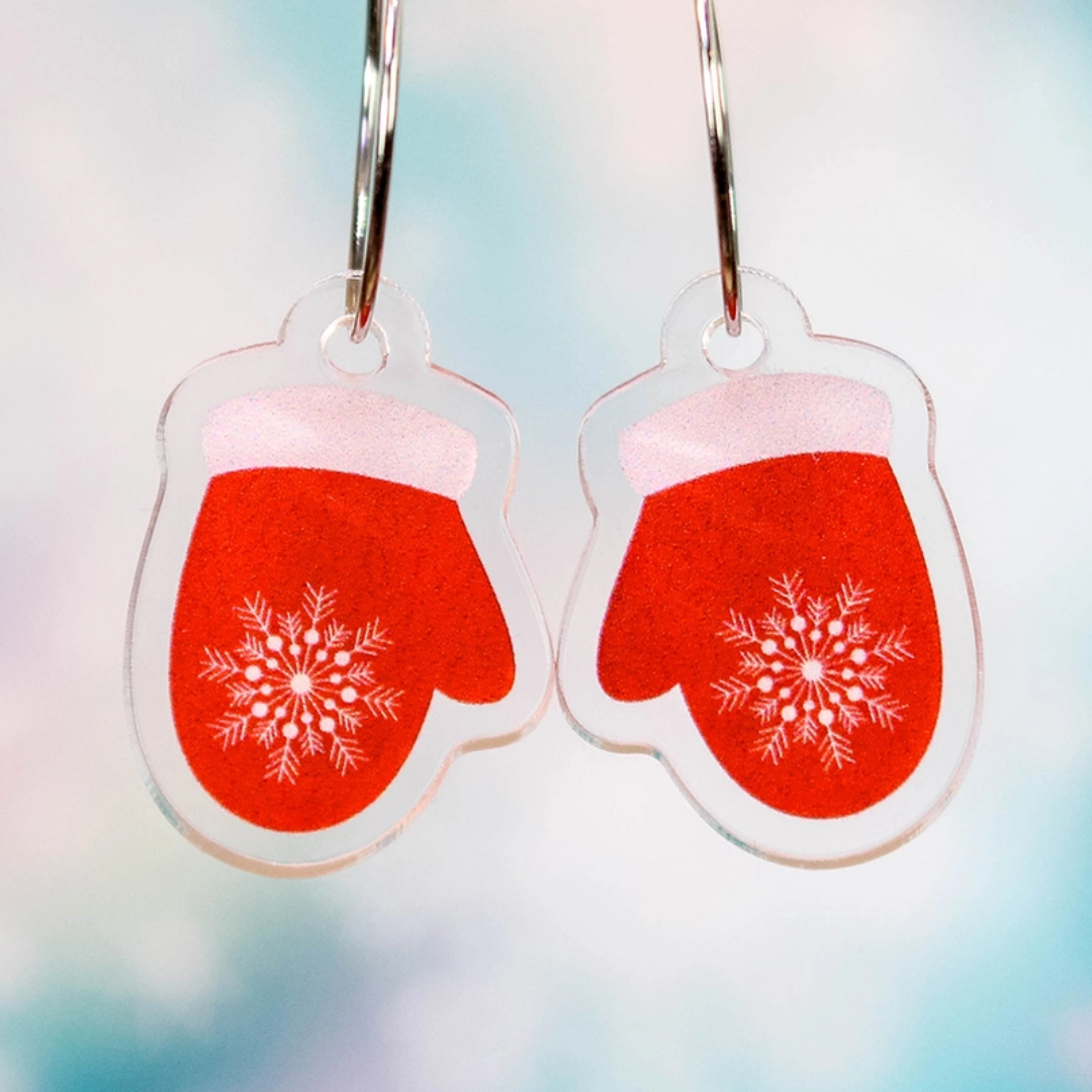 Red mitten Christmas earrings